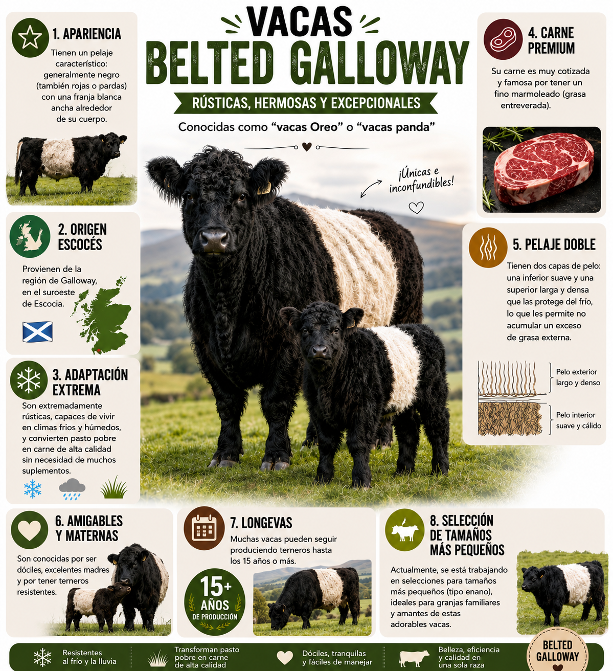 ¿Por qué las Belted Galloway son conocidas como las “vacas Oreo”?